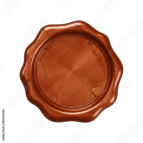 Brown wax seal isolated on white, blank Brown wax seal