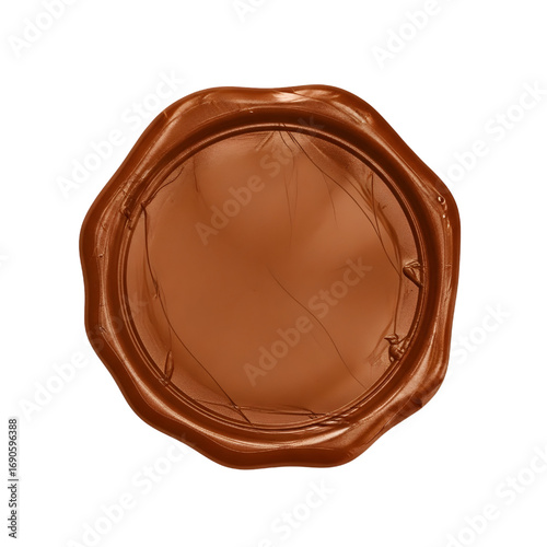 Brown wax seal isolated on white, blank Brown wax seal