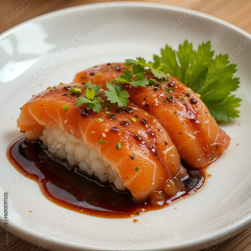 salmon steak with vegetables