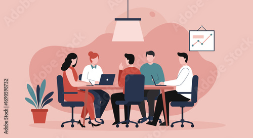 Diverse team collaborating in a modern office meeting, discussing business strategy and future plans. Perfect for corporate and teamwork concepts.