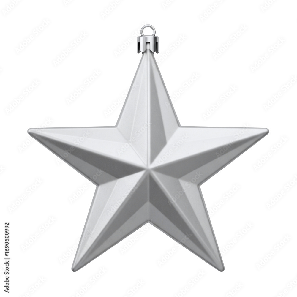 Obraz premium Silver star christmas tree ornament isolated