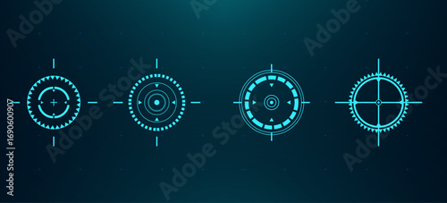 Futuristic HUD Crosshair Target Pack – Sci Fi Digital Aiming UI Vector