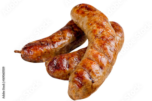 Grilled sausages. BBQ food. BBQ sausages are grilled over an open fire. 