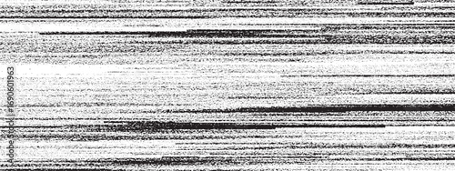 Black and white horizontal lines and dots texture with gritty distressed effect forming digital noise pattern