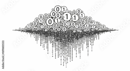 Digital Cloud Data Stream Binary Code.