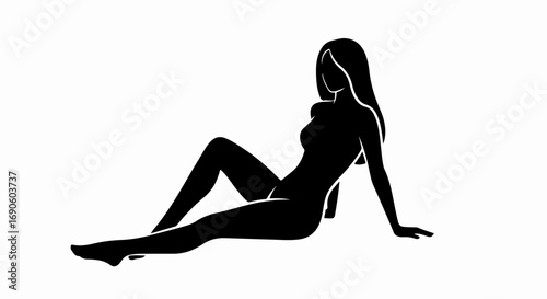 Relaxed Woman Silhouette, Minimalist Design.