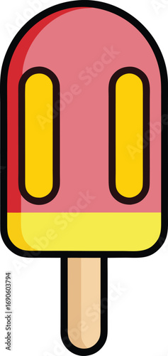 Colorful stylized ice cream cone illustration with various flavors