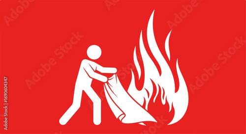 Person Using Fire Extinguisher on Fire.