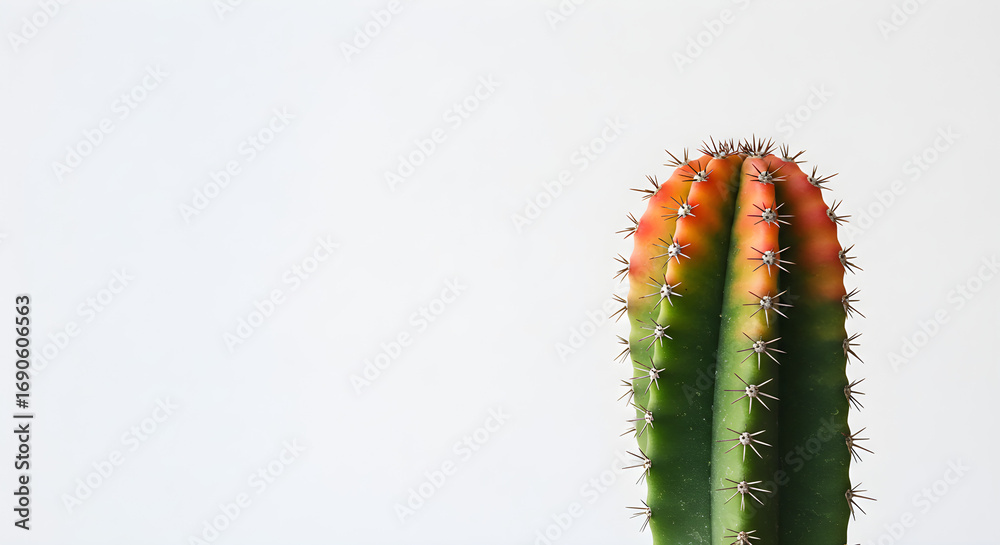 Naklejka premium Minimalist Green Plant Isolated on White Background