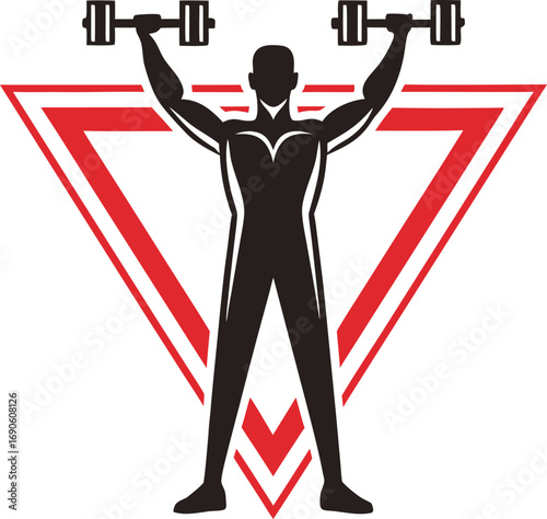 Strong man weightlifting fitness gym logo design