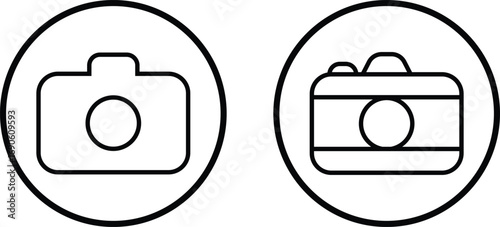 Camera icon set collection group in black flat and line style, photography device symbol pack, photo capture shoot equipment bundle, isolated on transparent background, vector illustration