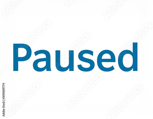 Word paused displayed in blue on a white screen indicating a break or interruption, creating a sense of temporary suspension.