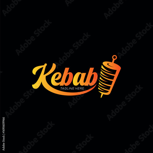 Set of doner kebab logo templates. Vector creative labels for Turkish and Arabian fast food restaurant