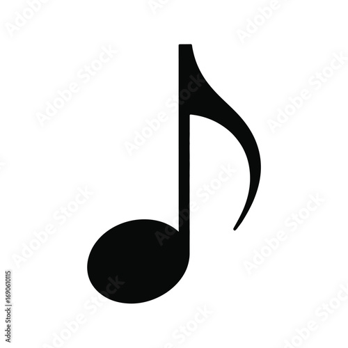 Black eighth note symbol on a white background