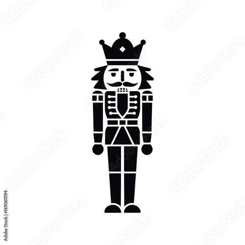 Black and white silhouette of a traditional nutcracker soldier