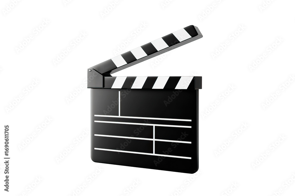 Obraz premium 3D Classic Movie Clapperboard with Detailed Text Panels on Transparent Background