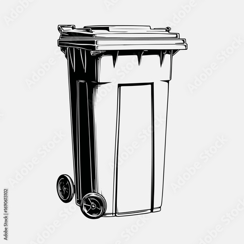 Open Trash Single Icon Symbol Flat Vintage Black Graphic, Open Trash Signs Simple Silhouette Vector Clip Art