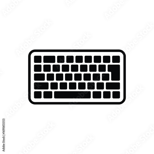 Simple black and white icon of a computer keyboard