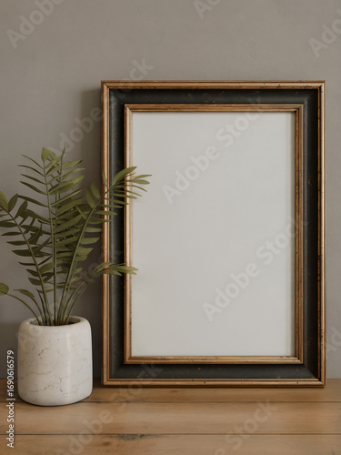 Blank white textured frame mockup sits with shadows. Suits poster design, branding, display.