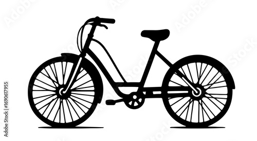 Black bicycle on white background