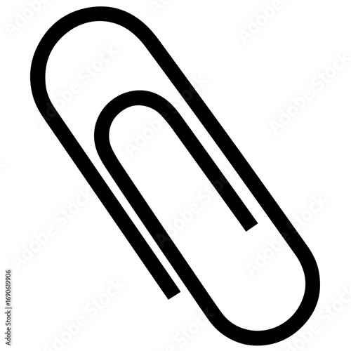 Black Paperclip Silhouette Icon | Minimal Flat Vector PNG Download