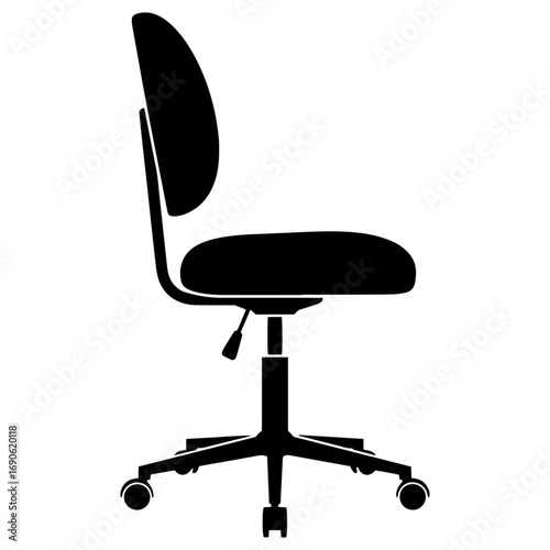 Black Swivel Chair Silhouette Icon | Minimal Flat Vector PNG Download