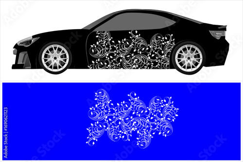 car wrap design vector. Abstract tribal with simple colors and floral patterns