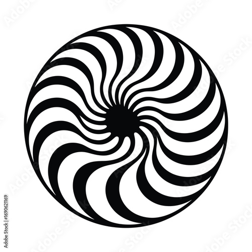 Black and white optical illusion spiral vortex pattern