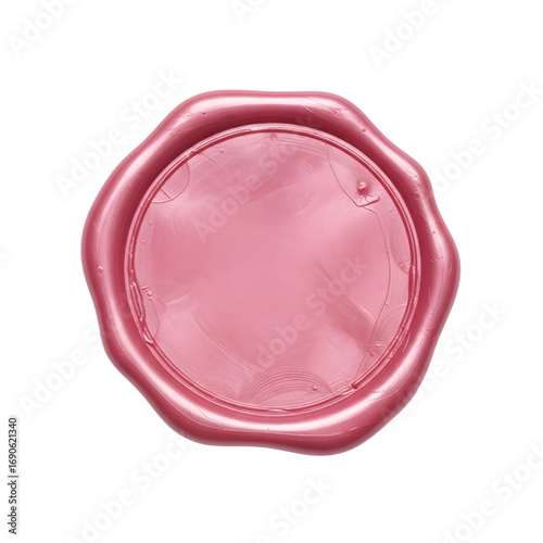 Pink wax seal isolated on white, blank Pink wax seal