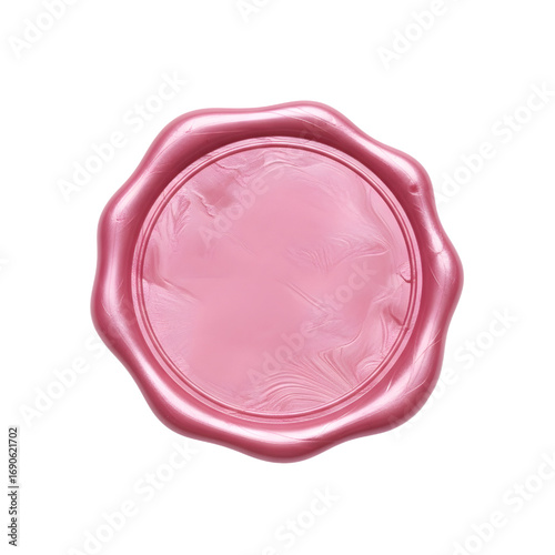 Pink wax seal isolated on white, blank Pink wax seal