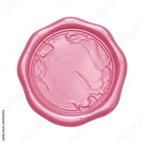 Pink wax seal isolated on white, blank Pink wax seal