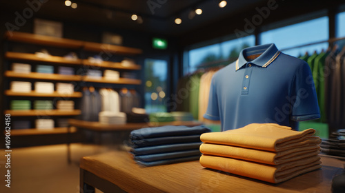 Interior of a stylish golf apparel boutique