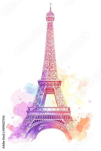 Eiffel Tower. Eiffel Tower watercolor vector illustration