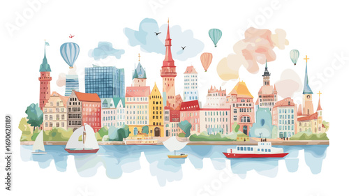 Miniatur Wunderland. Miniatur Wunderland watercolor vector illustration