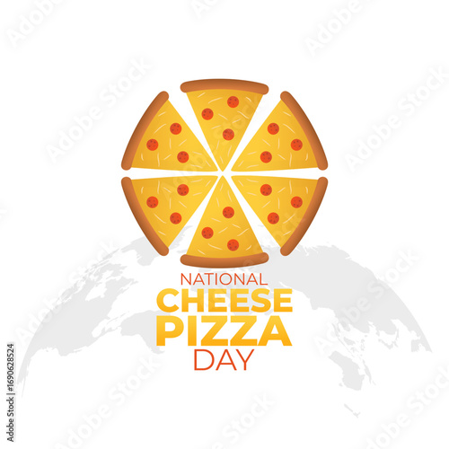 Vector graphic of National Cheese Pizza Day for National Cheese Pizza Day celebration.