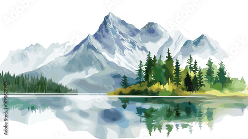 Zugspitze. Zugspitze watercolor vector illustration