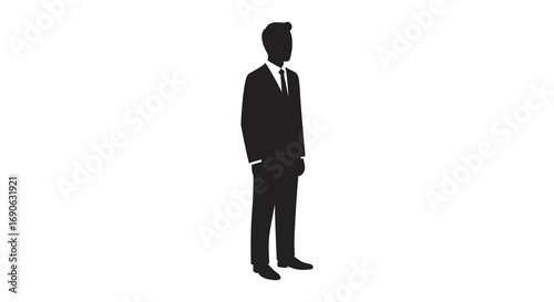 a silhouette of a man dressed formally standing upright