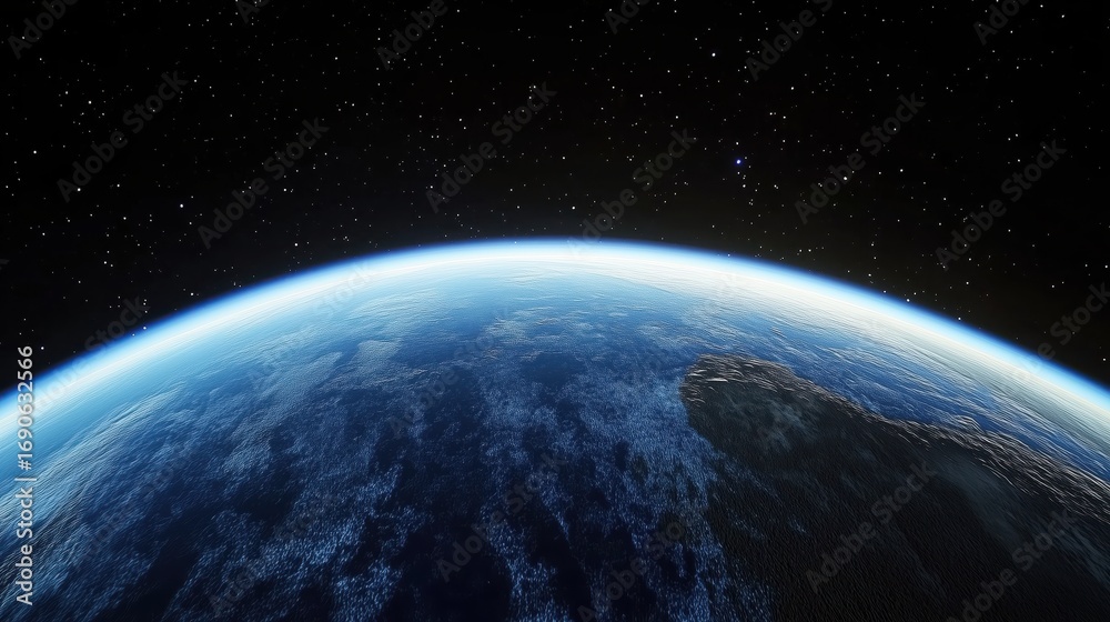 Fototapeta premium Earth from Space with Atmosphere and Stars