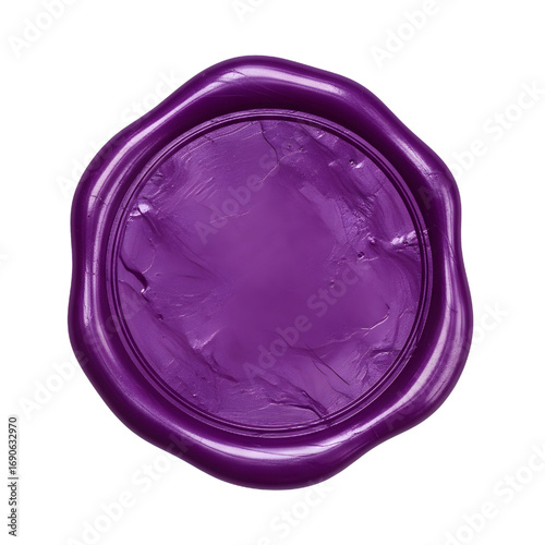 3D Purple wax seal isolated on white