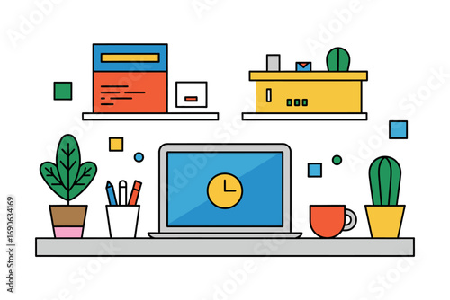 Modern Minimalist Workspace Illustration
