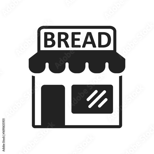 Classic Bakery or Bread Shop Storefront Glyph Icon