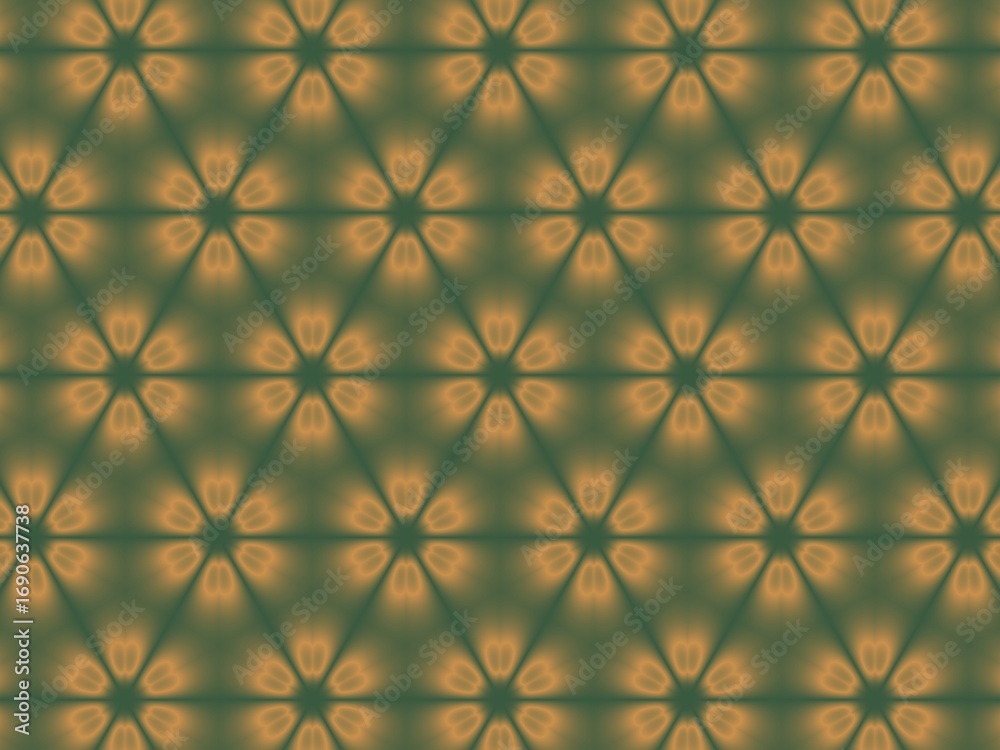 Fototapeta premium Geometric pattern with floral and triangular elements in muted tones.