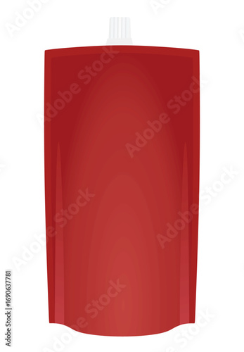 Red doypack pack with cap. vector	
