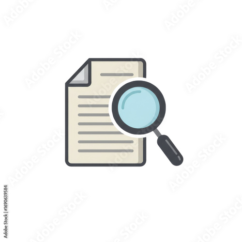 Professional magnifying glass over document icon for search and research features