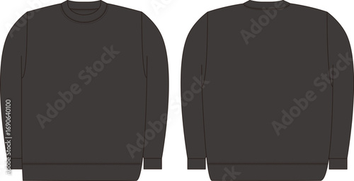 アパレル製品、スエットシャツの絵型（平面図）黒色
Apparel product, sweatshirt pattern (top view) black