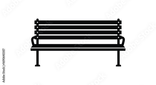 a simple black silhouette of an outdoor park bench