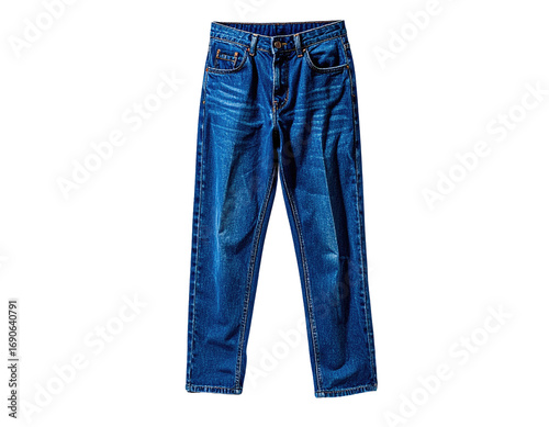 Dark blue jeans, front view,  on black background