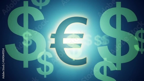 Green Dollar and Euro Symbols