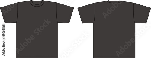 アパレル製品、Tシャツの絵型（平面図）黒色
Apparel products, T-shirt design (top view) black