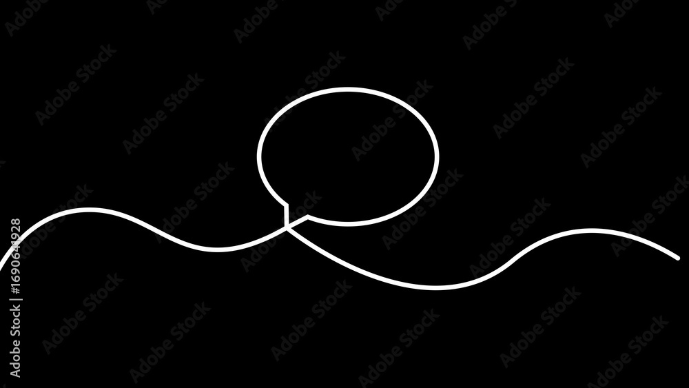Obraz premium White Continuous Line Drawing of a Speech Bubble and Wavy Line photo stock